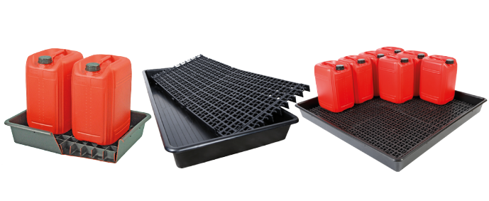 Tray with removable grid for 25 litre drums or containers